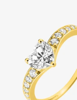 Bague fantaisie solitaire accompagné or jaune 375 ‰ oxyde de zirconium SO OR