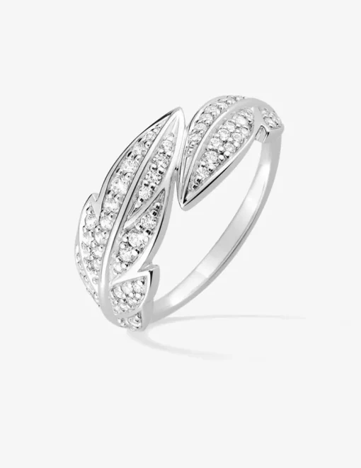 Bague feuille en argent 925‰ rhodié SO OR