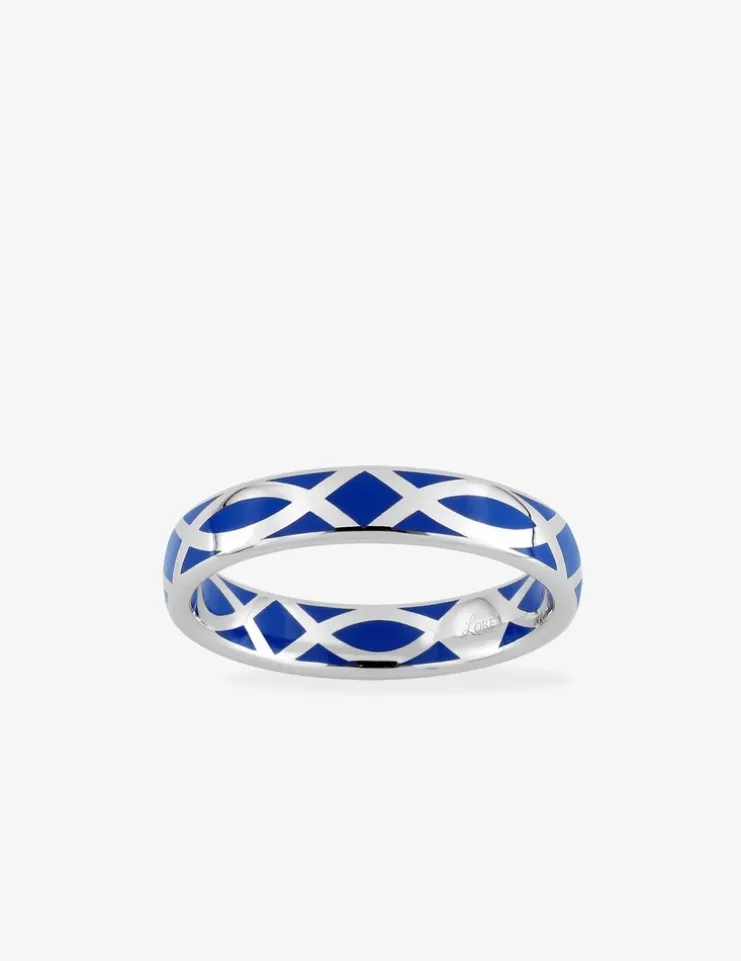 Bague fine Confidence Or blanc 375‰ et laque bleue SO OR