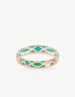 Bague fine Confidence Or rose 375‰ et laque verte aqua SO OR