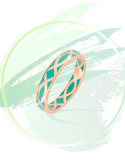 Bague fine Confidence Or rose 375‰ et laque verte aqua SO OR