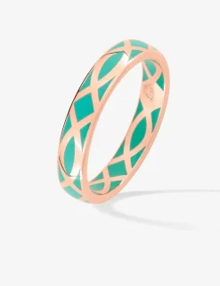 Bague fine Confidence Or rose 375‰ et laque verte aqua SO OR