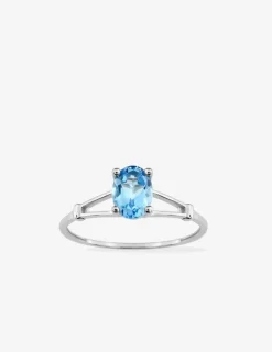 Bague fine or blanc 375‰, topaze SO OR