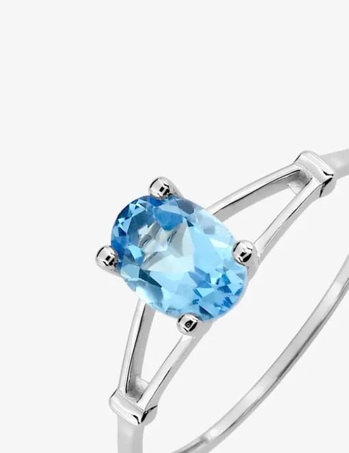 Bague fine or blanc 375‰, topaze SO OR