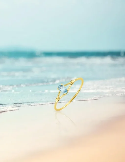 Bague fine or jaune 375‰, topaze SO OR
