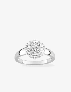 Bague fleur argent rhodié 925 ‰ et oxyde de zirconium SO OR
