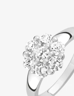 Bague fleur argent rhodié 925 ‰ et oxyde de zirconium SO OR