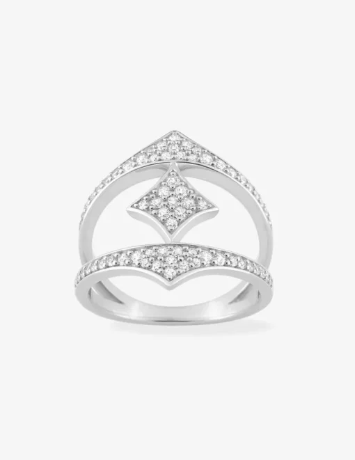 Bague géométrique argent 925‰ rhodié et oxydes de zirconium SO OR