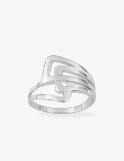 Bague géométrique fantaisie argent rhodié 925 ‰ SO OR