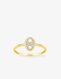 Bague grain de café vertical or 375 ‰ jaune avec oxydes de zirconium SO OR