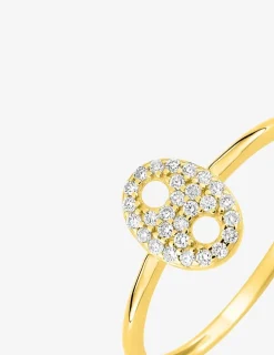 Bague grain de café vertical or 375 ‰ jaune avec oxydes de zirconium SO OR