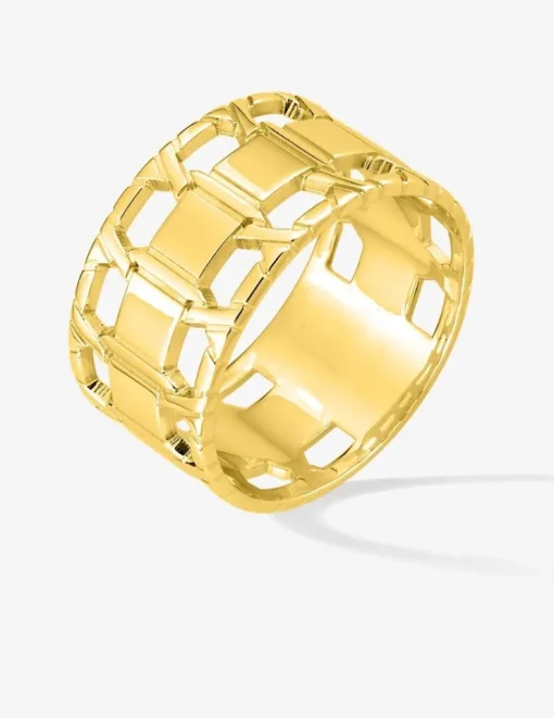 Bague Graphique plaqué or SO OR