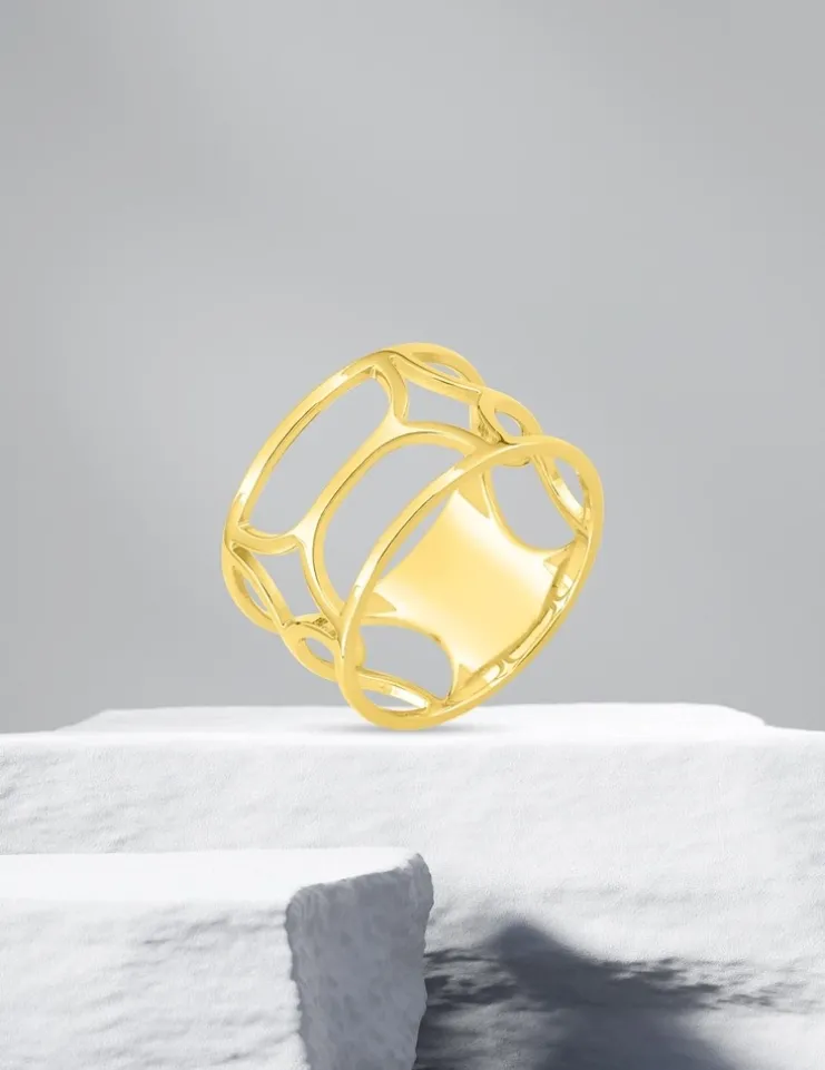 Bague graphique Plaqué or SO OR