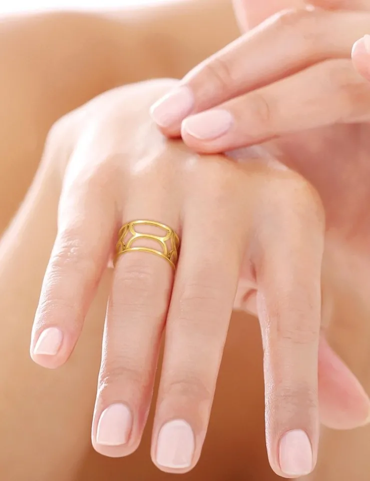 Bague graphique Plaqué or SO OR