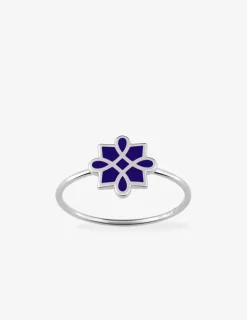 Bague Harmonie Or blanc 375‰ et laque bleue SO OR