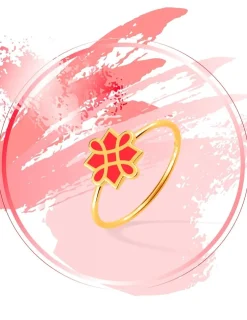 Bague Harmonie Or jaune 375‰ et laque corail SO OR