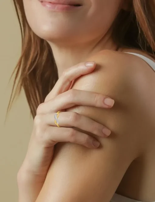 Bague infini bicolore plaqué or, rhodium et oxydes de zirconium SO OR