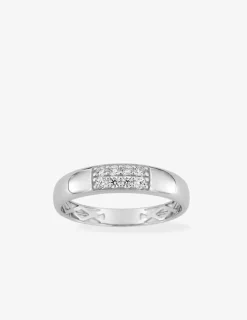 Bague jonc or blanc 375‰ et oxyde de zirconium SO OR