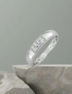 Bague jonc or blanc 375‰ et oxyde de zirconium SO OR