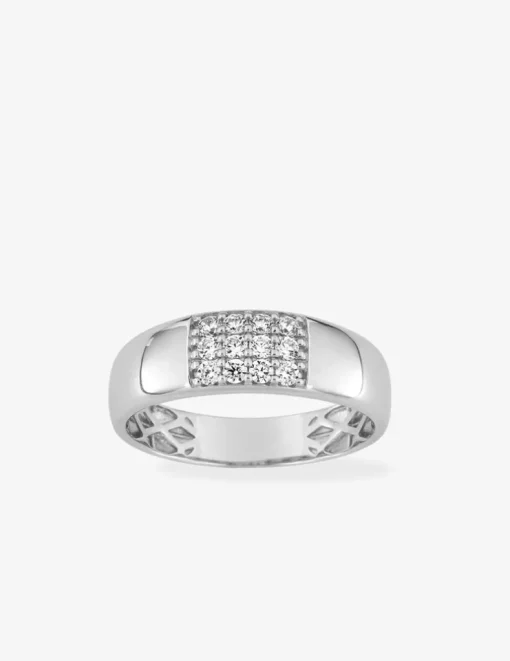 Bague jonc or blanc 375‰ et oxyde de zirconium SO OR