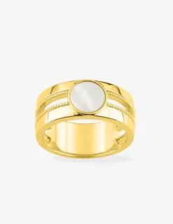 Bague large plaqué or et nacre SO OR