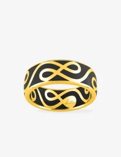 Bague Lorever Or jaune 375‰ et laque noir de jais SO OR