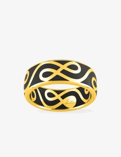 Bague Lorever Or jaune 375‰ et laque noir de jais SO OR