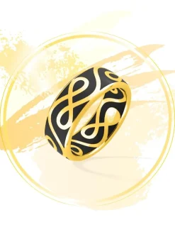 Bague Lorever Or jaune 375‰ et laque noir de jais SO OR