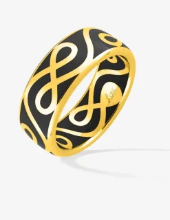 Bague Lorever Or jaune 375‰ et laque noir de jais SO OR