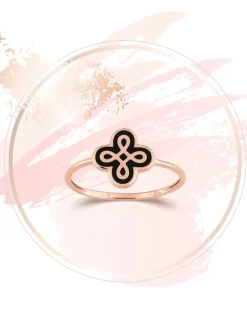 Bague Lorever Or jaune 375‰ et motif laque noir de jais SO OR