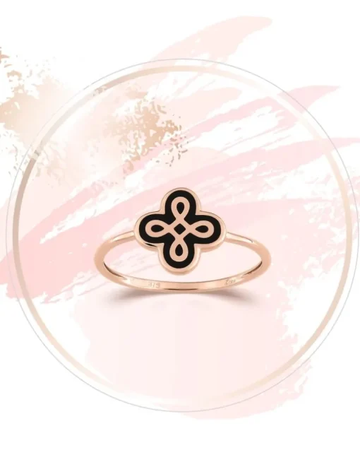 Bague Lorever Or jaune 375‰ et motif laque noir de jais SO OR