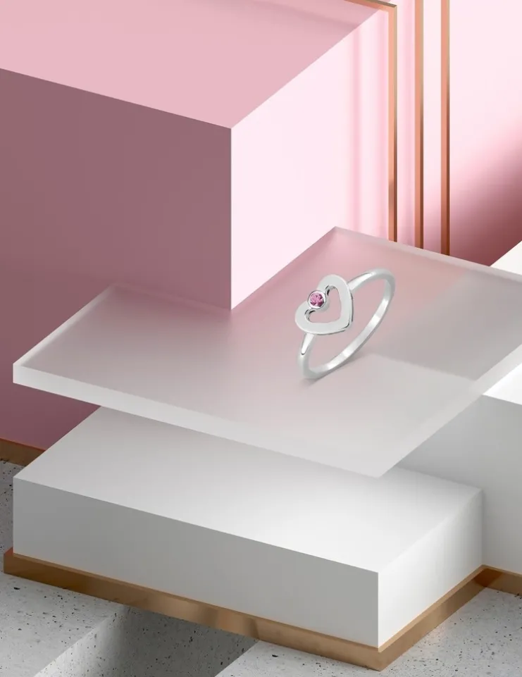 Bague Love or blanc 750‰ et saphir rose SO OR