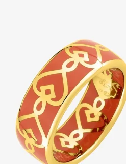 Bague Lucky Or jaune 375‰ et laque corail SO OR
