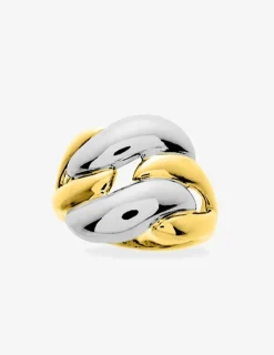 Bague maillons larges plaqué or et rhodium SO OR
