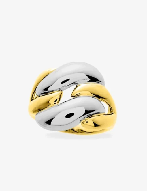Bague maillons larges plaqué or et rhodium SO OR
