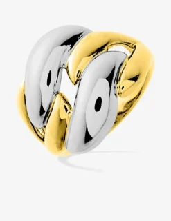 Bague maillons larges plaqué or et rhodium SO OR