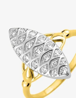 Bague marquise plaqué or, rhodium et oxydes de zirconium SO OR