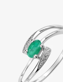 Bague émeraude or blanc 375‰ SO OR