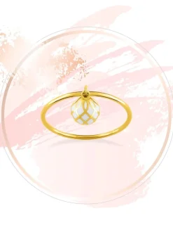 Bague Mélodie Or jaune 375‰ et laque ivoire SO OR