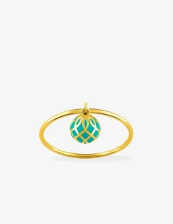 Bague Mélodie Or jaune 375‰ et laque verte aqua SO OR