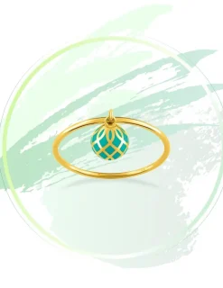 Bague Mélodie Or jaune 375‰ et laque verte aqua SO OR
