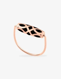 Bague Mélodie Or rose 375‰ et laque noir de Jais SO OR