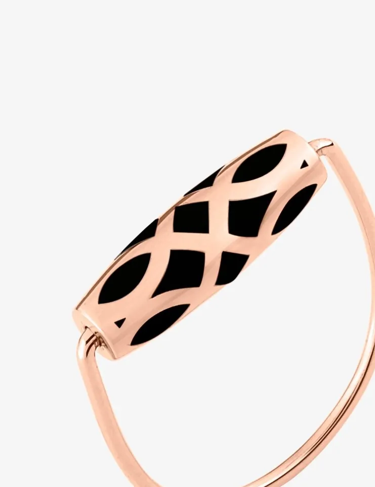 Bague Mélodie Or rose 375‰ et laque noir de Jais SO OR