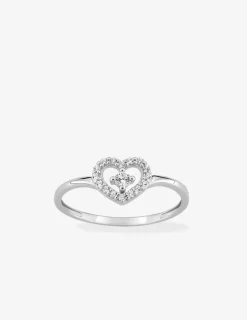 Bague motif cœur or blanc 375 ‰ oxyde de zirconium SO OR