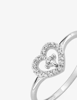 Bague motif cœur or blanc 375 ‰ oxyde de zirconium SO OR
