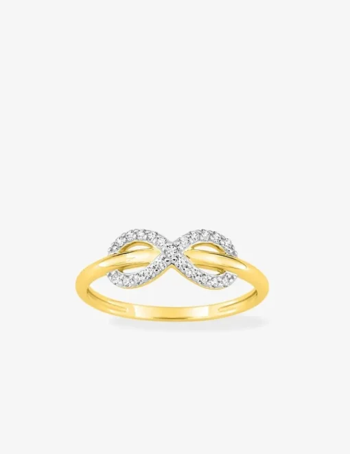 Bague motif infini en or jaune 750 ‰, rhodium et oxydes de zirconium SO OR