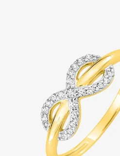 Bague motif infini en or jaune 750 ‰, rhodium et oxydes de zirconium SO OR