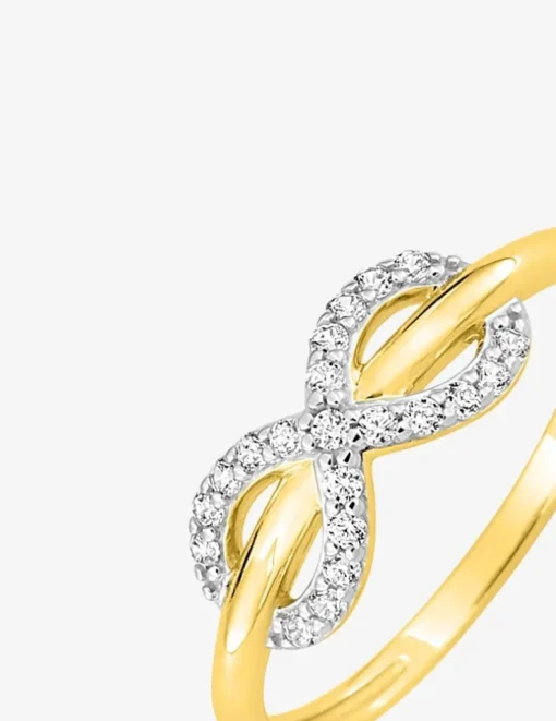 Bague motif infini en or jaune 750 ‰, rhodium et oxydes de zirconium SO OR