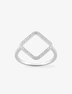 Bague motif losange en argent 925 ‰ rhodié et oxydes de zirconium SO OR