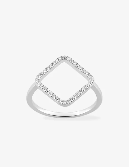 Bague motif losange en argent 925 ‰ rhodié et oxydes de zirconium SO OR